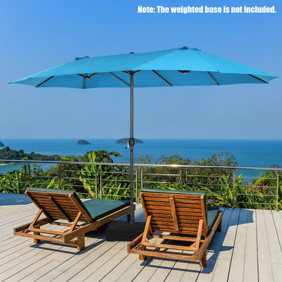 15 Feet Patio Double-Sided Umbrella with Hand-Crank System-Blue 