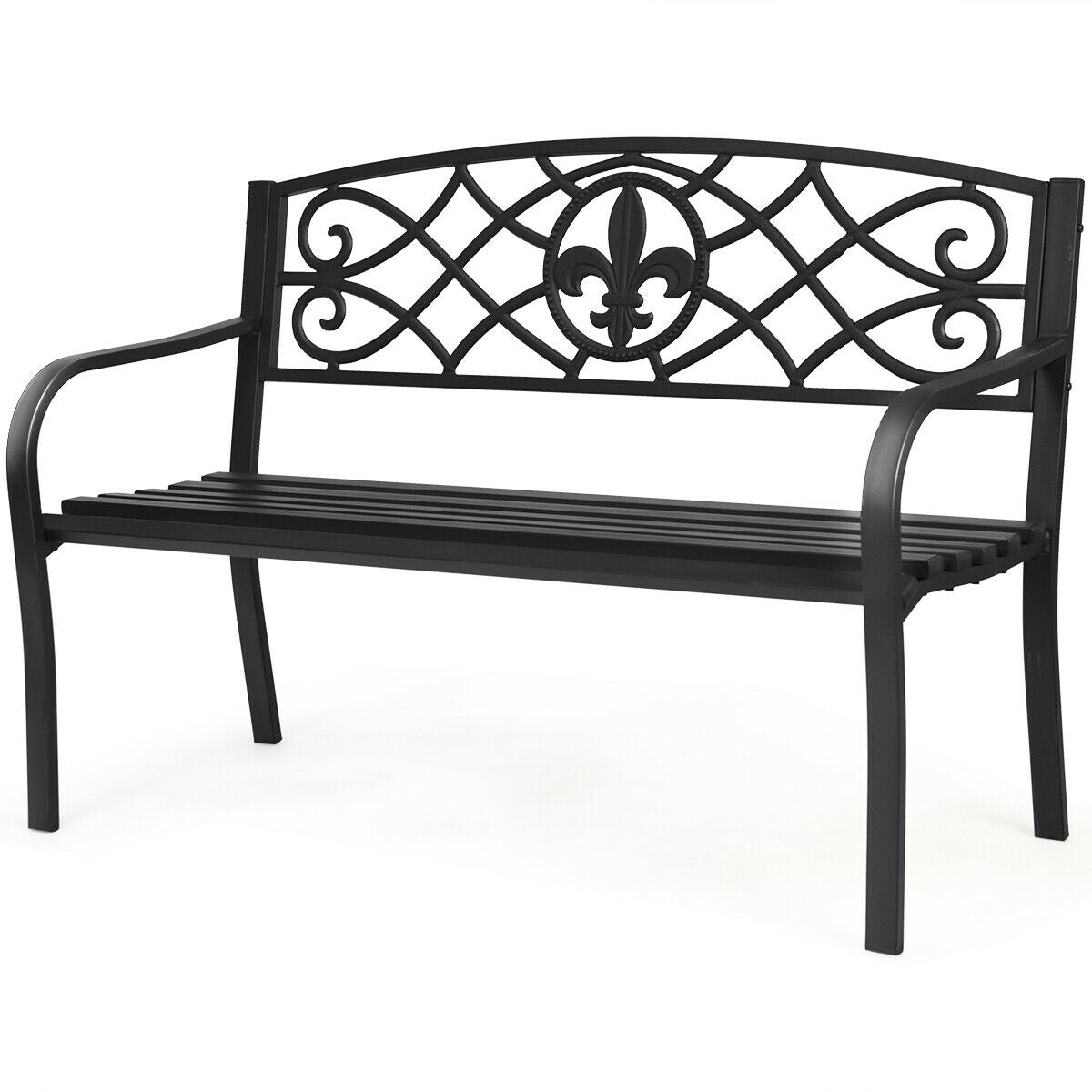 50 Inch Patio Heavy-Duty Metal Garden Bench