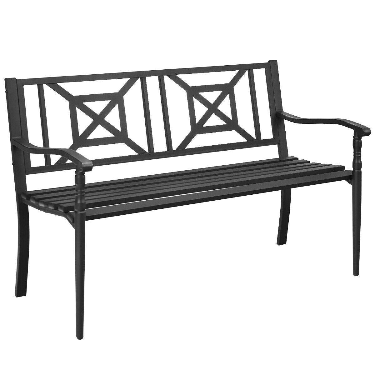 Patio Garden Bench with Powder Coated Steel Frame