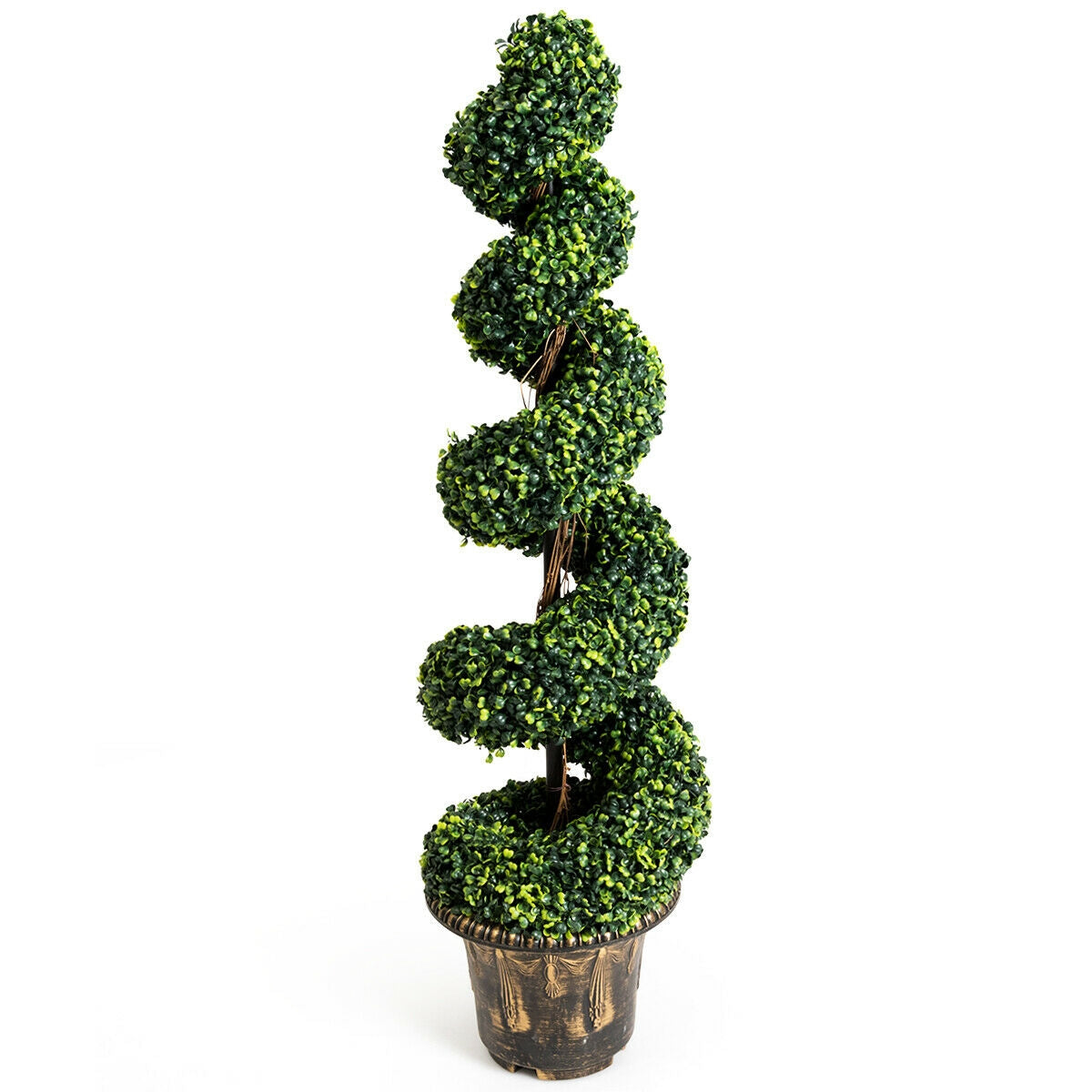 2 Pieces 4 Feet Artificial Decor Green Boxwood Spiral Tree Set