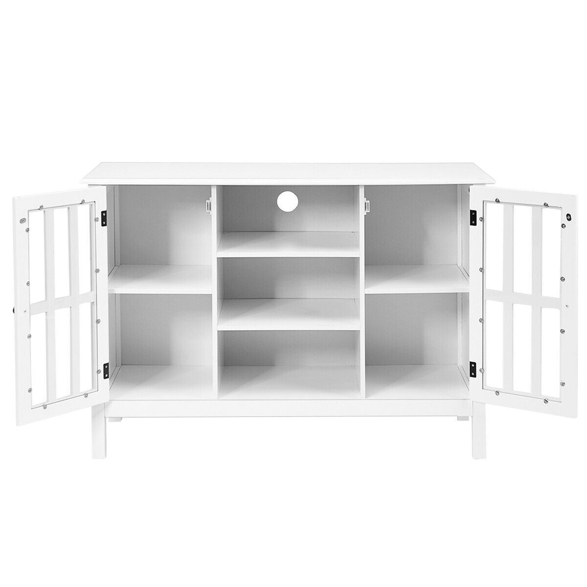 Wooden TV Stand Console Cabinet for 50 Inch TV-White