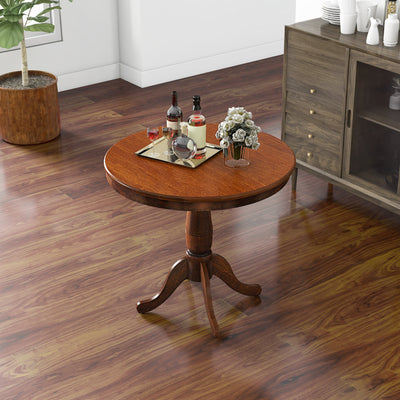 32 Inch Wooden Round Pub Pedestal Side TableÂ 