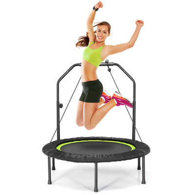 40 Inch Foldable Fitness Rebounder with Resistance Bands Adjustable Home-GreenÂ 
