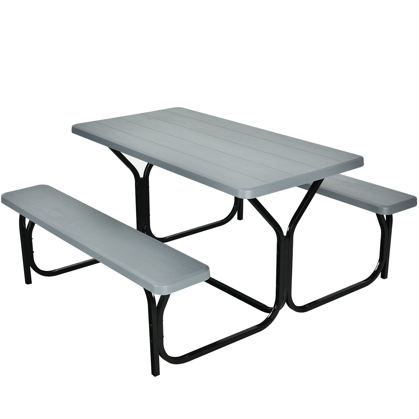 Picnic Table Bench Set for Outdoor Camping -Gray