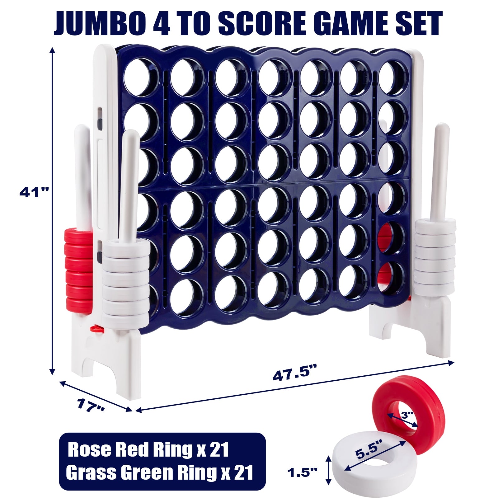 Jumbo 4-to-Score 4 in A Row Giant Game Set-White