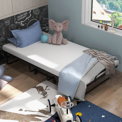 Twin Size Metal Folding Bed with Memory Foam MattressÂ 