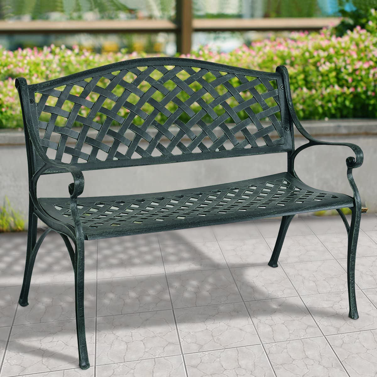 40 Inch Outdoor Aluminum Antique Garden Patio BenchÂ 