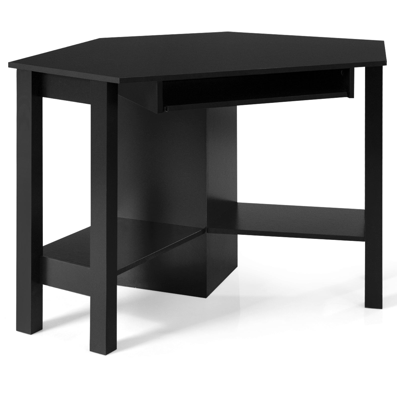 Wooden Study Computer Corner Desk with Drawer-BlackÂ 