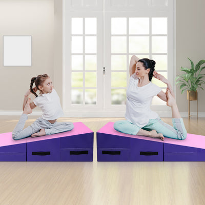 Folding Incline Tumbling Wedge Gymnastics Mat-PinkÂ 