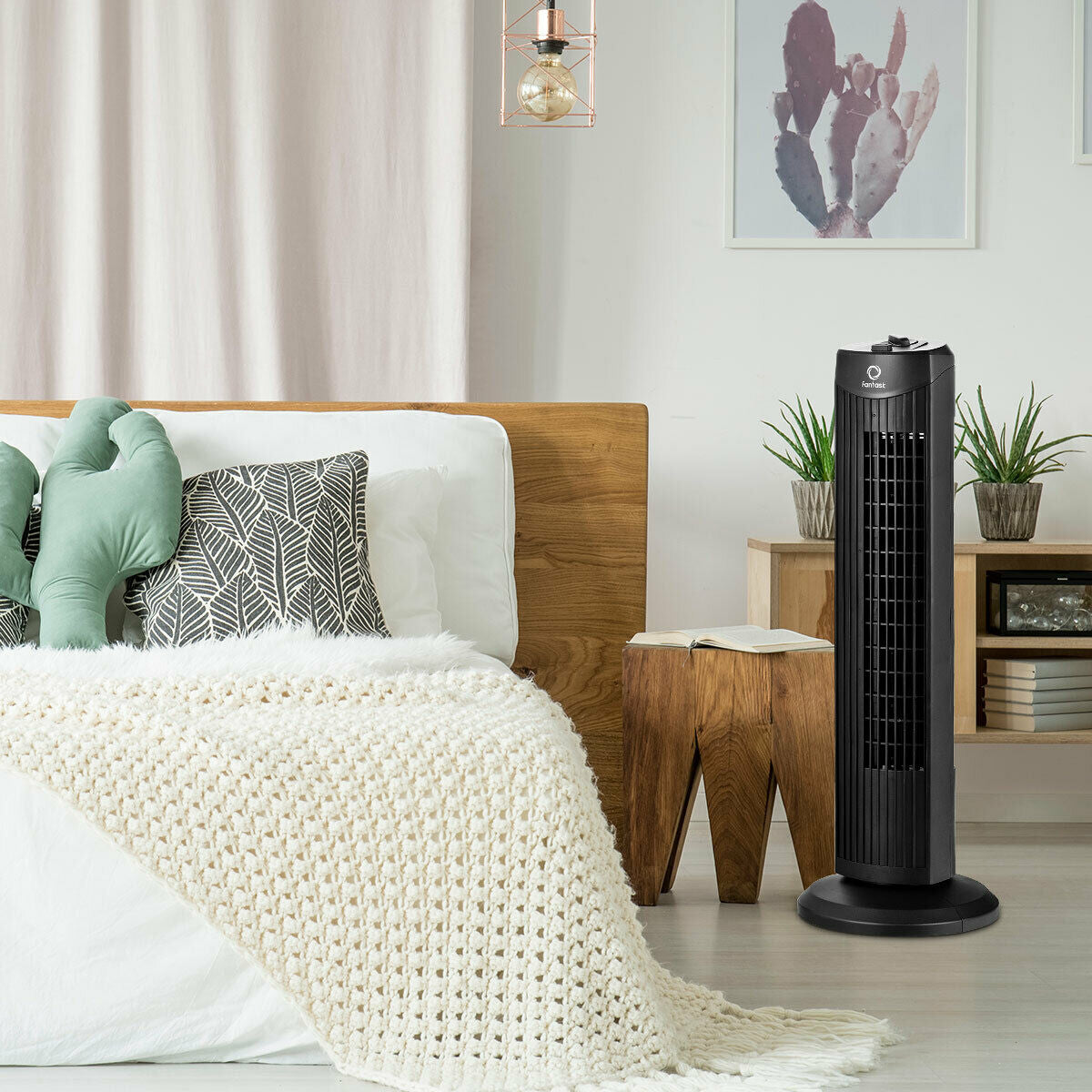 Fantask 35W 28 Inch Quiet Bladeless Oscillating Tower Fan-BlackÂ 