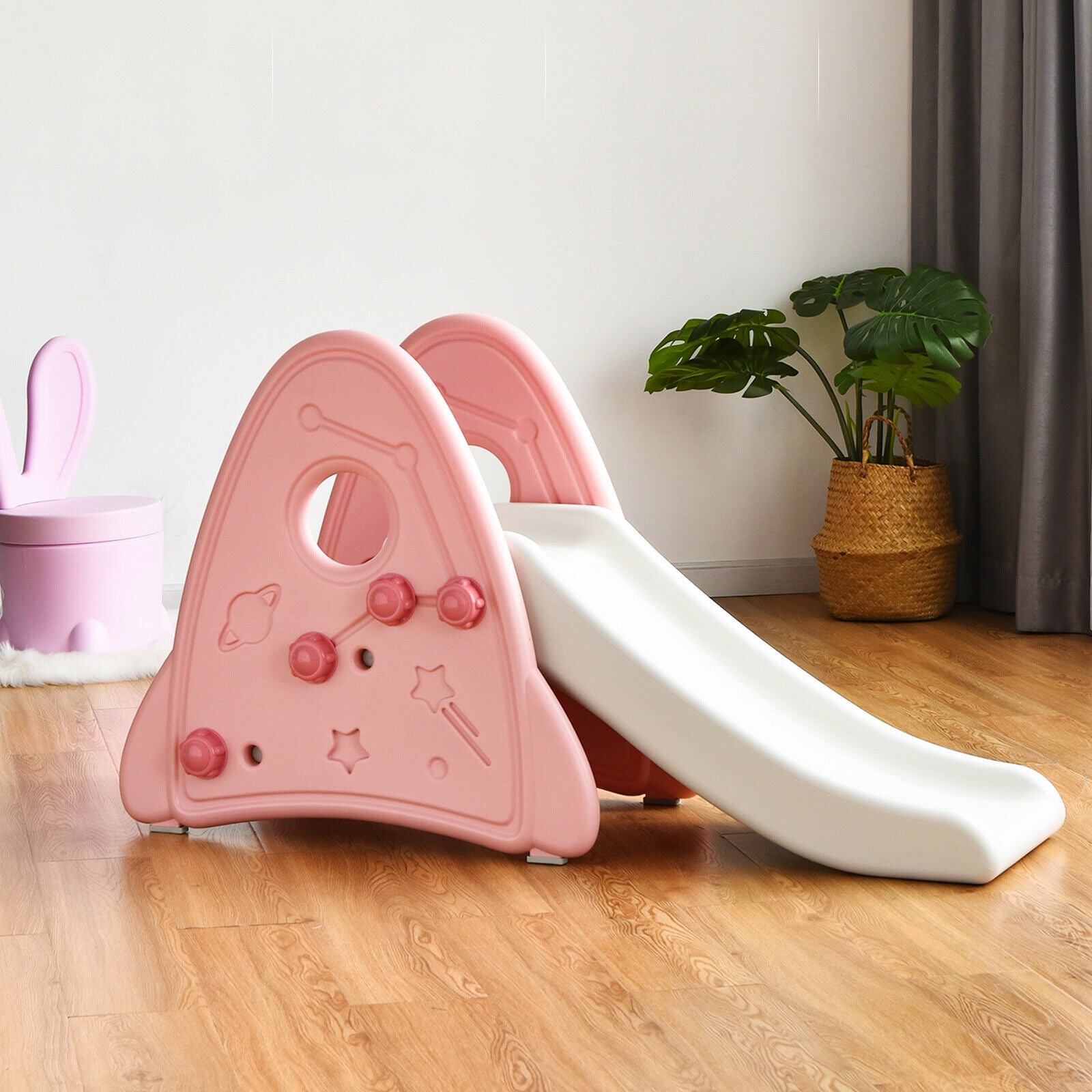 Freestanding Baby Slide Indoor First Play Climber Slide Set for Boys Girls-PinkÂ 