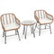 3 Pieces Patio Rattan Bistro Set with Cushion-White