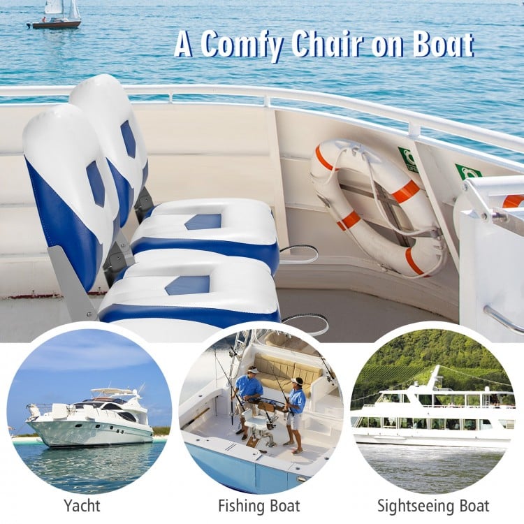 Set of 2 Folding Low Back Fishing Boat Seats with Stainless Steel Screws