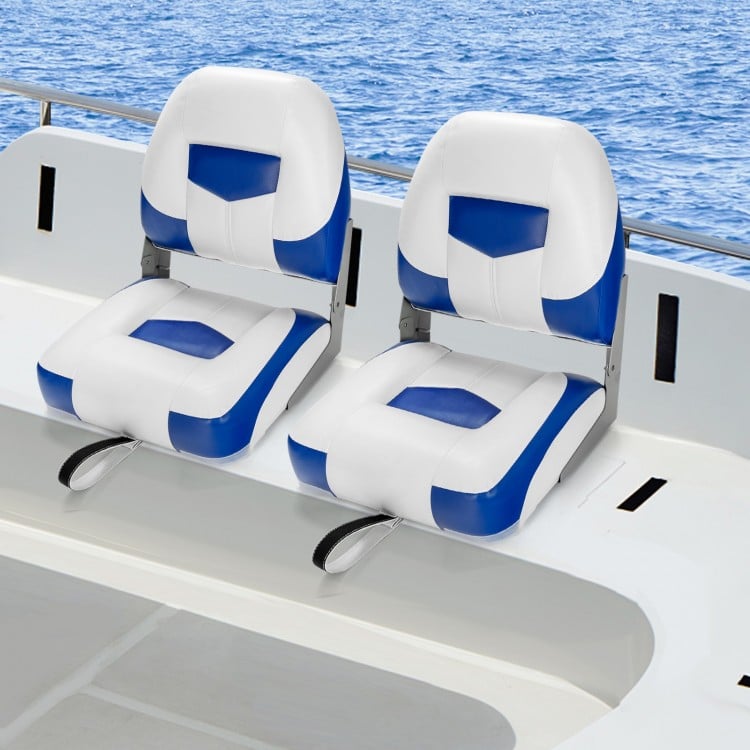 Set of 2 Folding Low Back Fishing Boat Seats with Stainless Steel Screws
