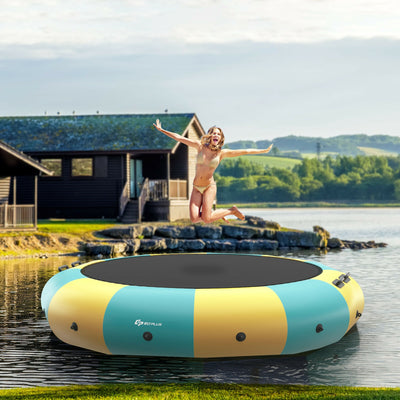 15 Feet Inflatable Splash Padded Water Bouncer Trampoline-Yellow 