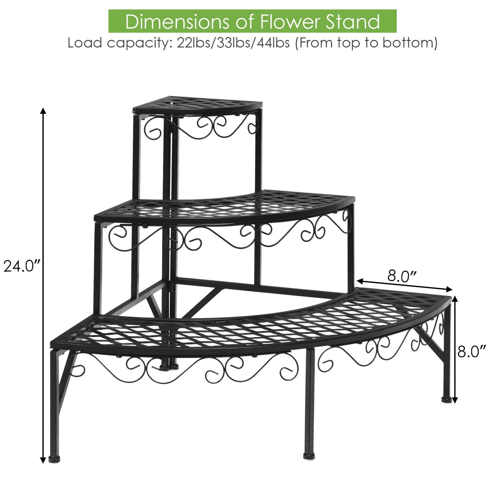 3 Tier Metal Corner Plant Display Rack