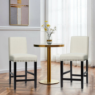 25 Inch Kitchen Chairs w/ Rubber Wood Legs-BeigeÂ 