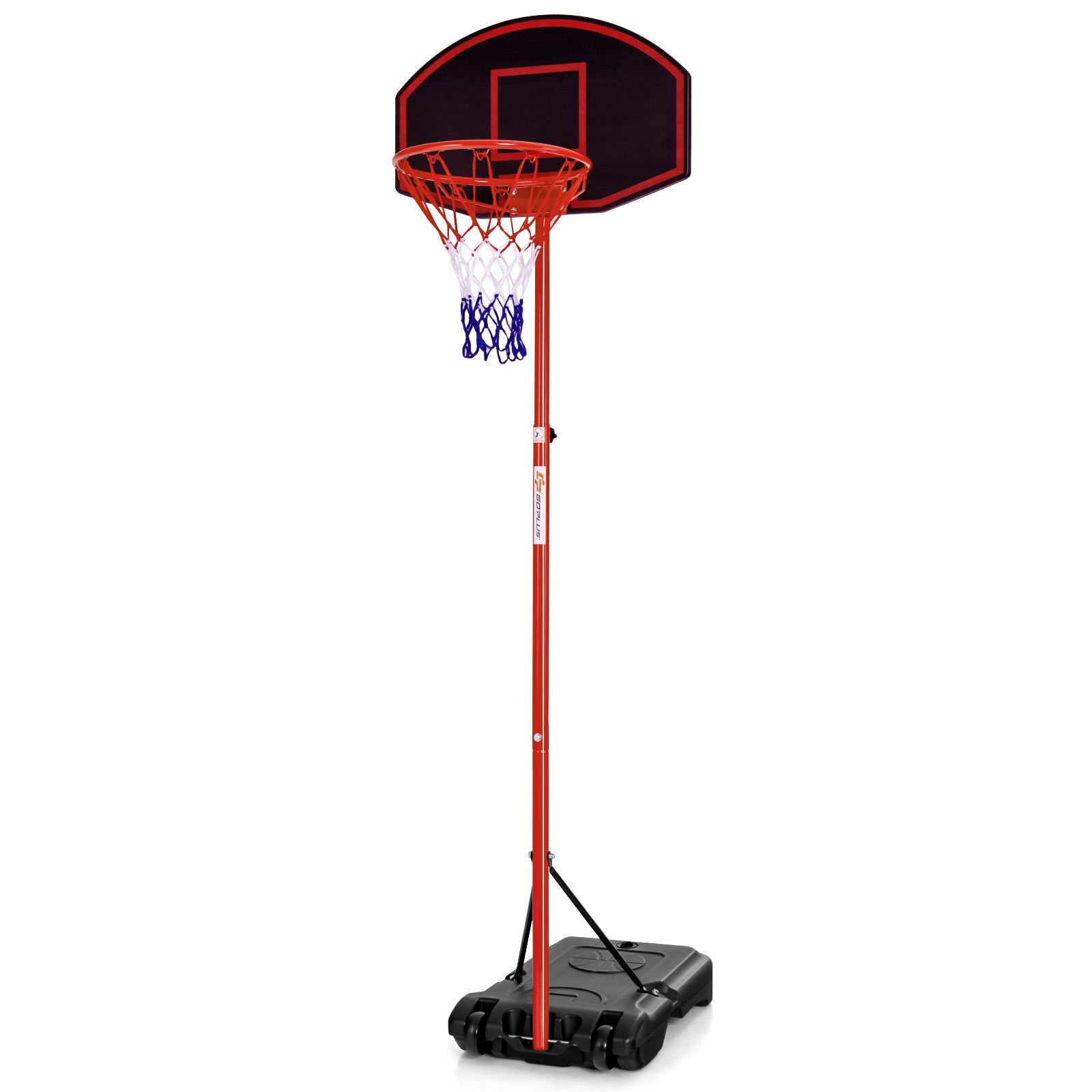 Adjustable Basketball Hoop System Stand Portable with 2 Wheels Fillable Base-Black & Red