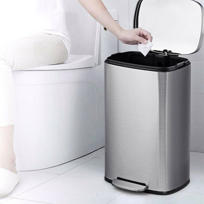 13.2 Gallon Stainless Steel Trash Garbage Can with Bucket 