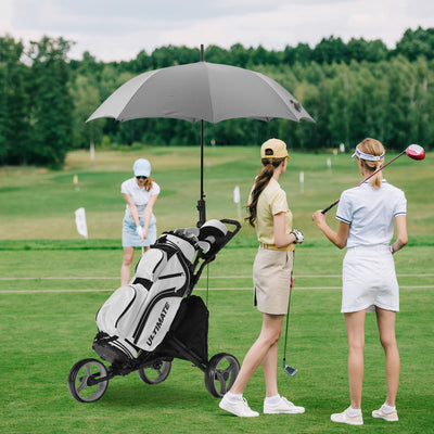 Folding 3 Wheels Golf Push Cart with Bag Scoreboard Adjustable Handle-GrayÂ 