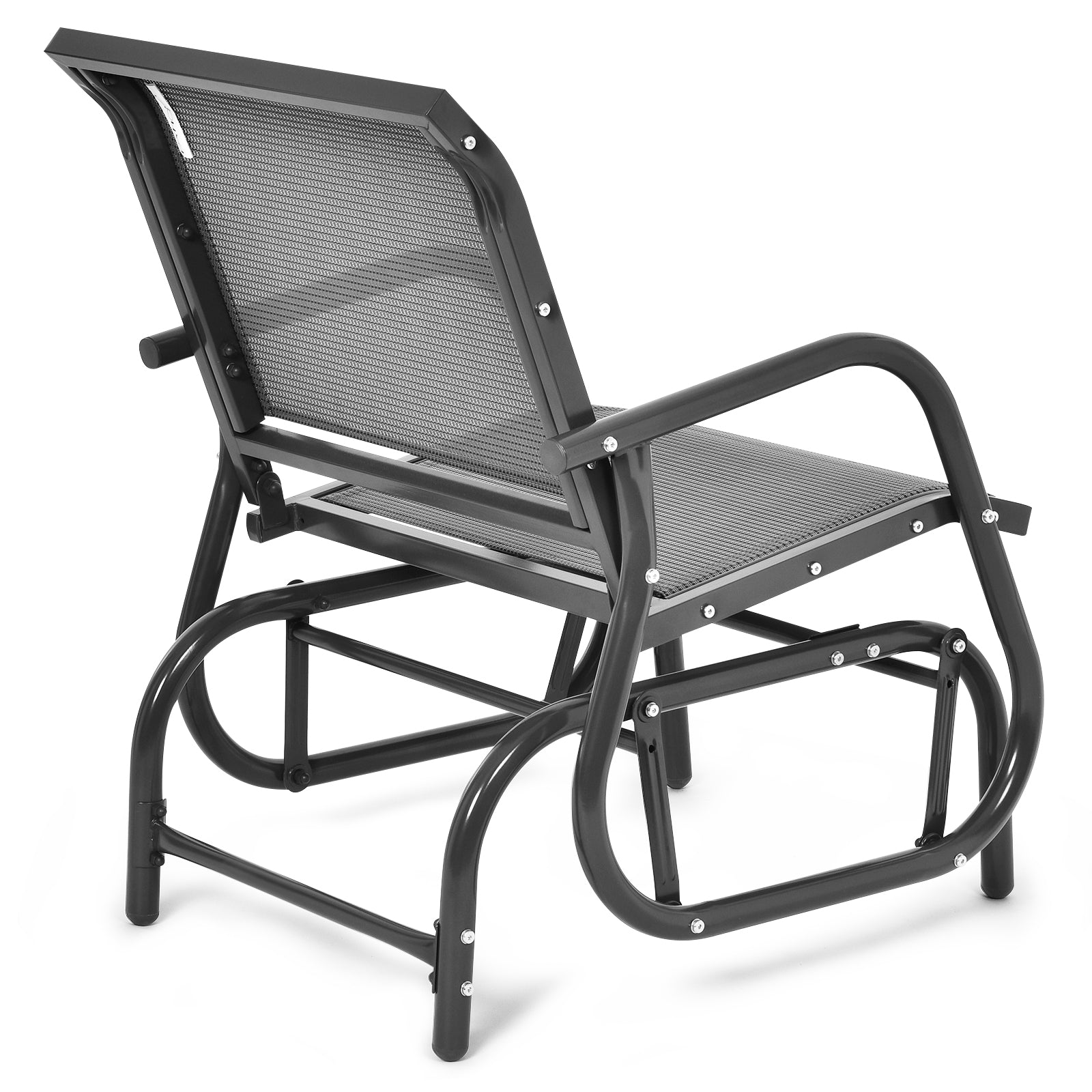 Outdoor Single Swing Glider Rocking Chair with Armrest-Gray