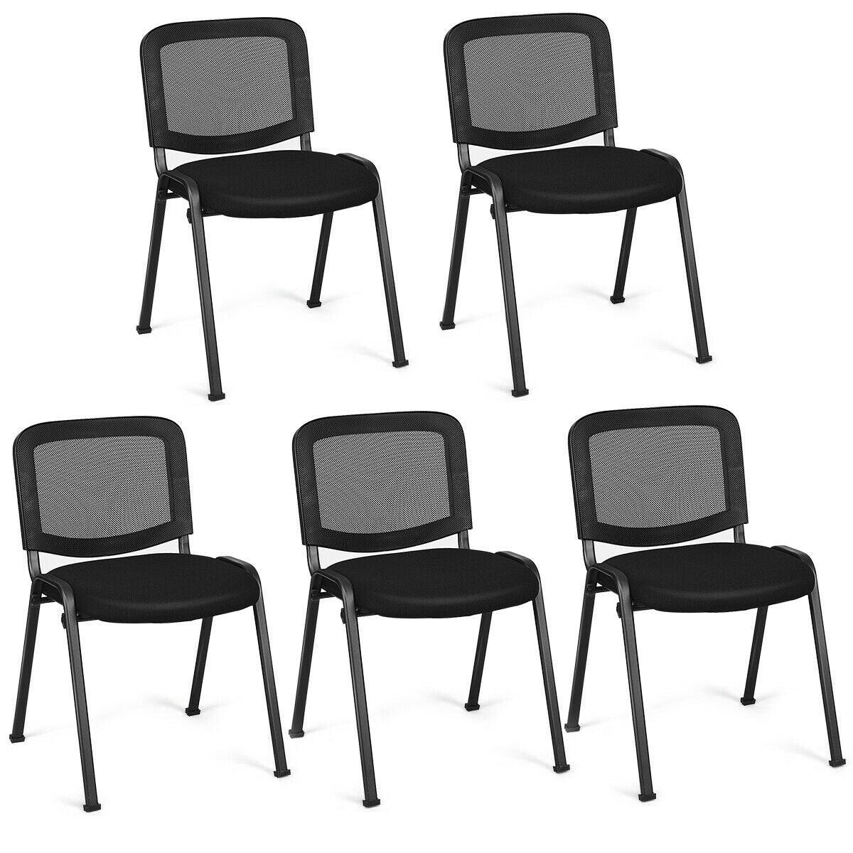 Set of 5 Stackable Conference Chairs with Mesh Back