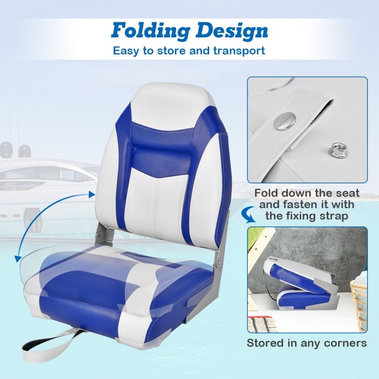 High Back Folding Boat Seats with Sponge Cushions and Flexible Hinges