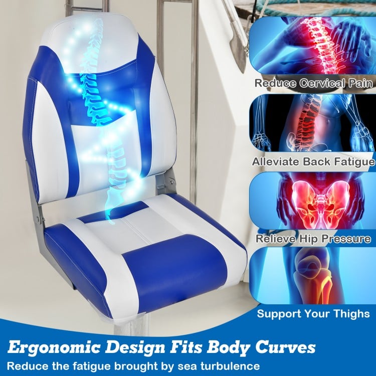 High Back Folding Boat Seats with Sponge Cushions and Flexible Hinges