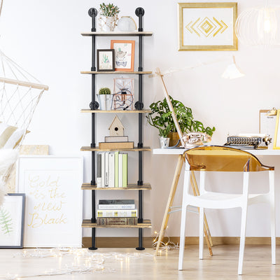 6-Tier Industrial Wall Mounted Pipe ShelvesÂ 