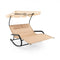 Outdoor 2-Person Rocking Chaise Lounge with Adjustable Canopy, Wheels & Head Pillows, Double Patio Sun Lounger
