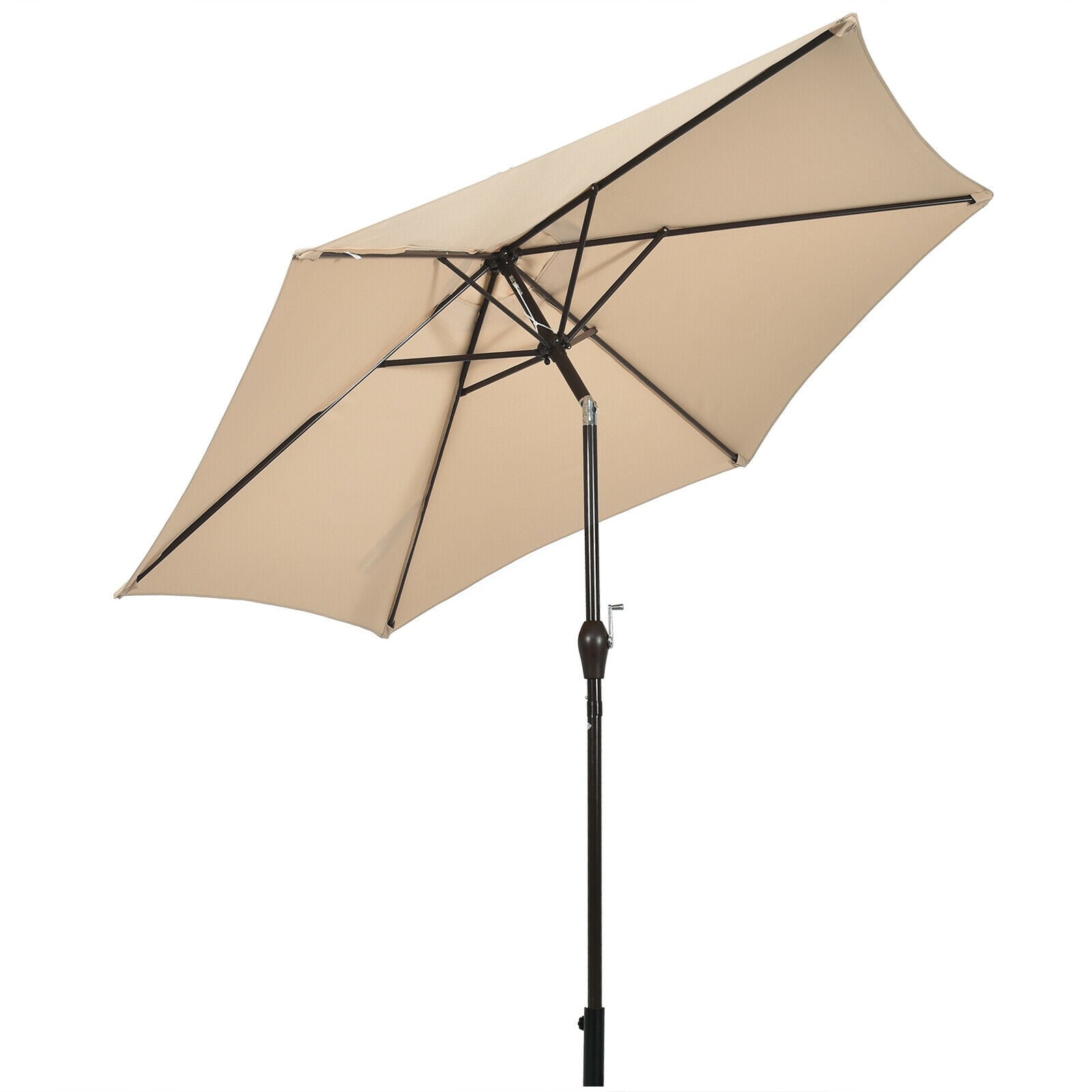 9FT Patio Umbrella Patio Market Steel Tilt W/ Crank Outdoor Yard Garden-beigeÂ 