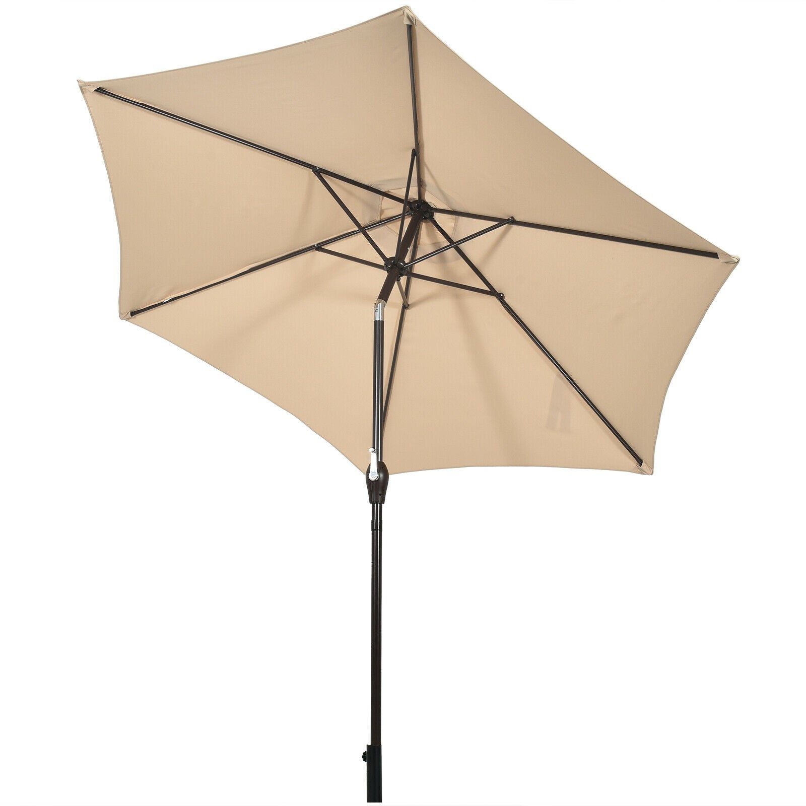 9FT Patio Umbrella Patio Market Steel Tilt W/ Crank Outdoor Yard Garden-beigeÂ 