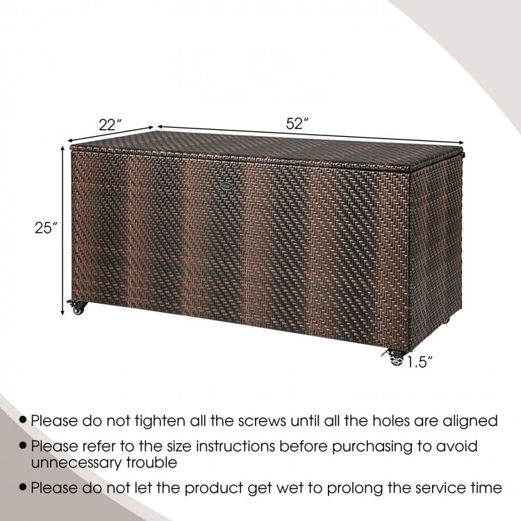 96 Gallon PE Wicker Outdoor Storage Box with 4 Wheels 
