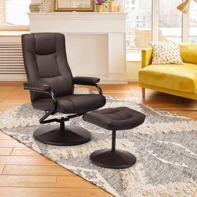 Swivel Lounge Chair Recliner with Ottoman-BrownÂ 