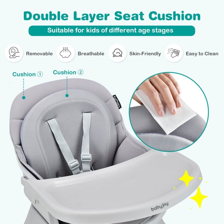 6-in-1 Convertible Baby High Chair with Adjustable Removable Tray-Gray
