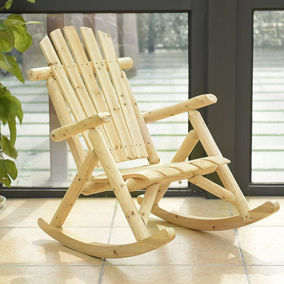 Wood Single Porch Rocker Lounge Patio Rocking ChairÂ 
