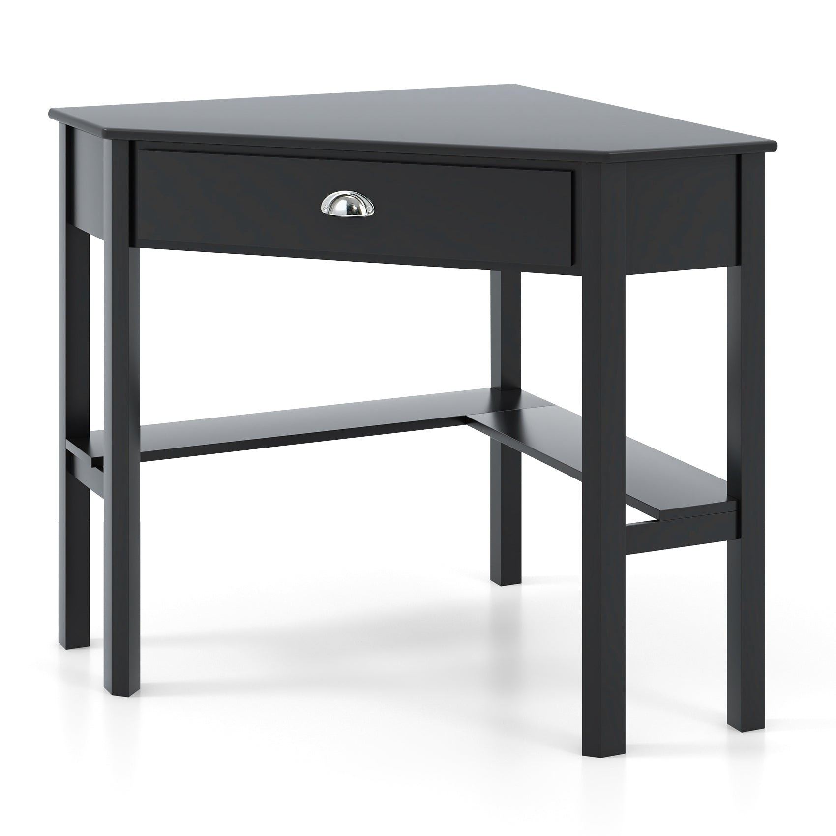 Corner Wooden Piece Laptop Computer Desk-BlackÂ 
