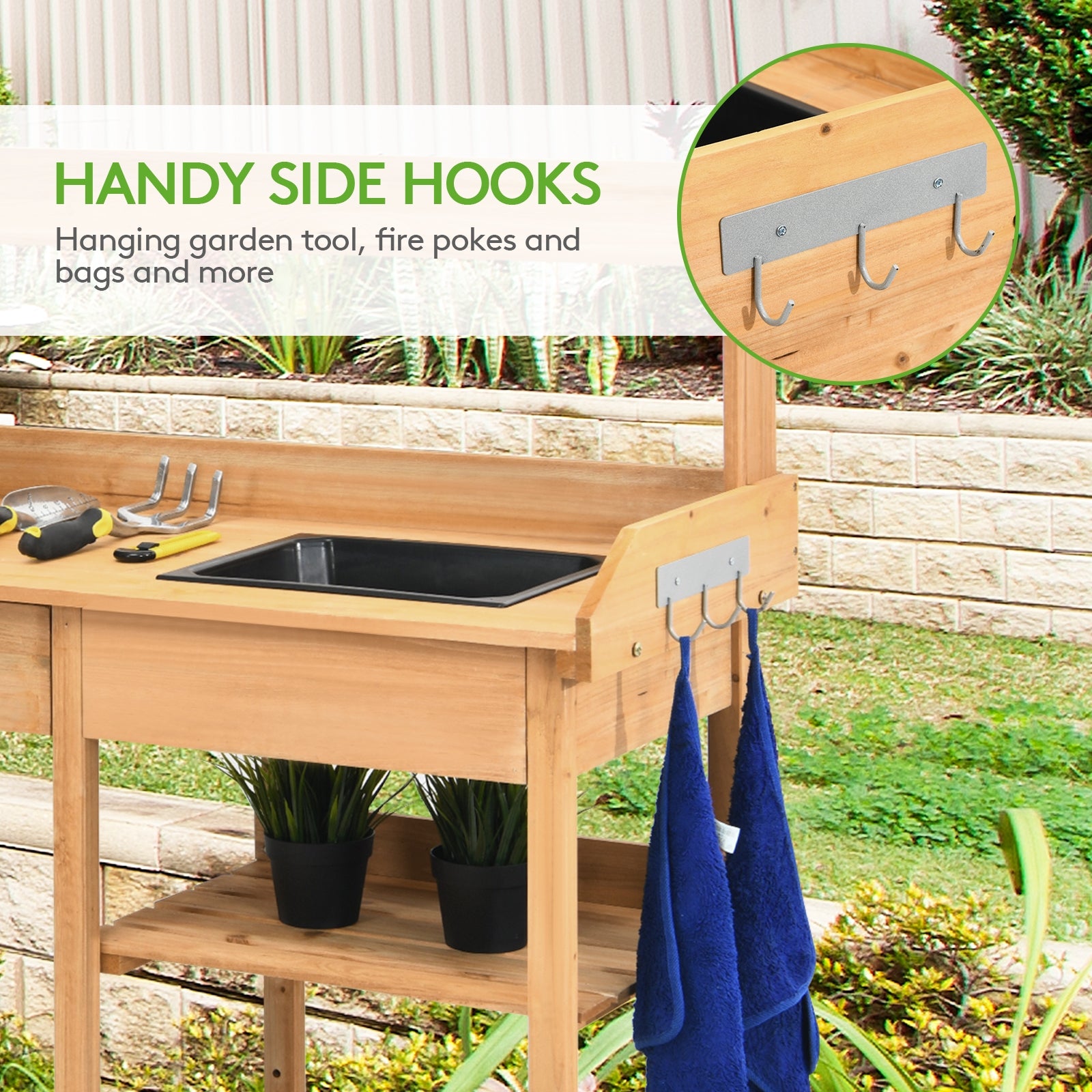 Outdoor Lawn Patio Potting Bench Storage Table ShelfÂ 