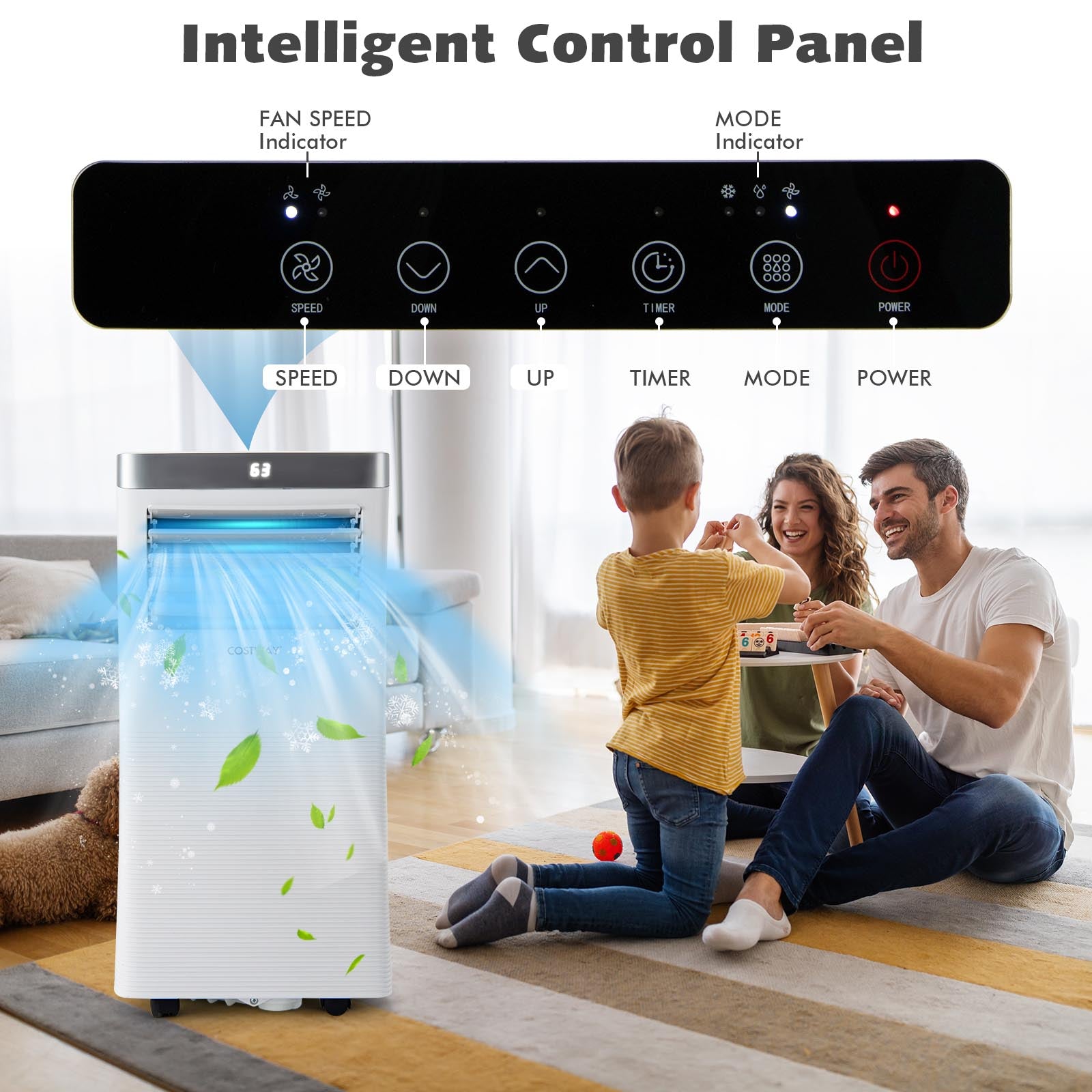 10000BTU 3-in-1 Portable Air Conditioner with Remote Control-White 