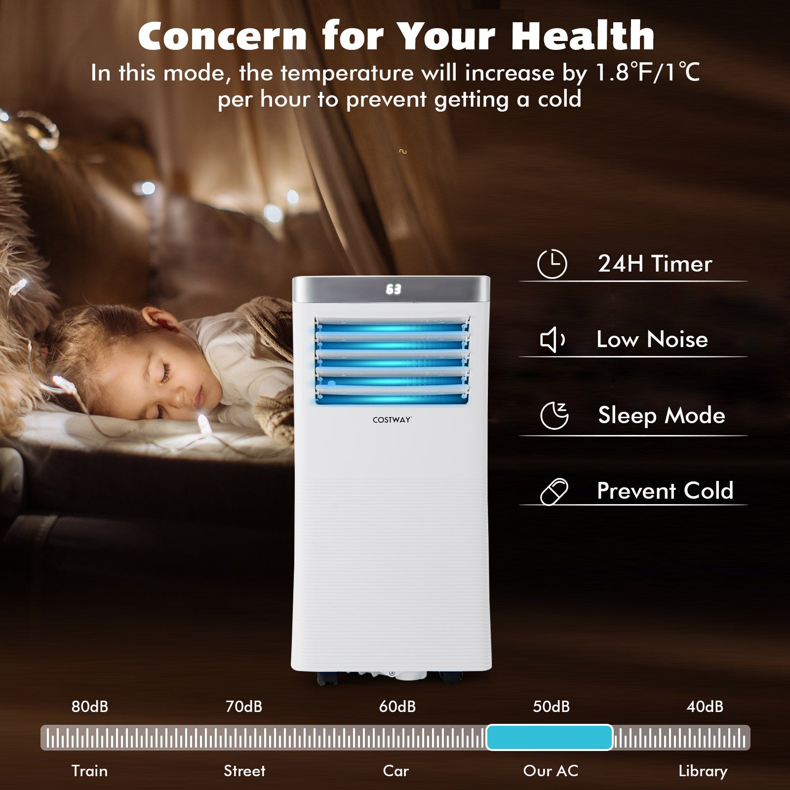 10000BTU 3-in-1 Portable Air Conditioner with Remote Control-White 