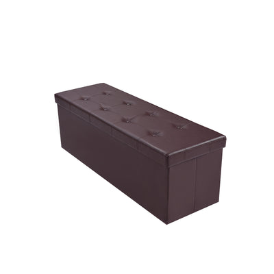 45 Inch Large Folding Ottoman Storage Seat - BrownÂ 