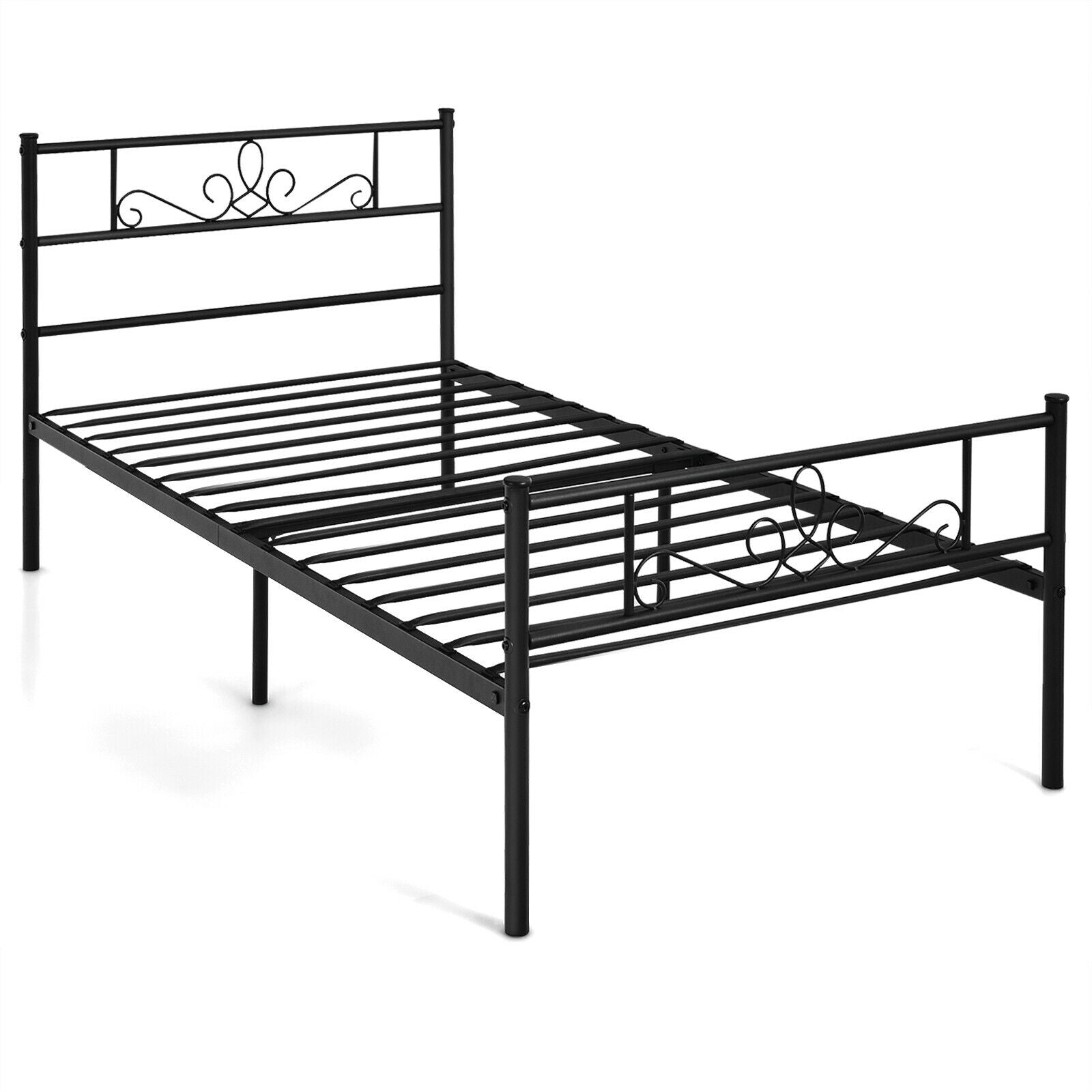 Twin/Full/Queen Size Metal Bed Frame with Headboard and Footboard-Twin Size