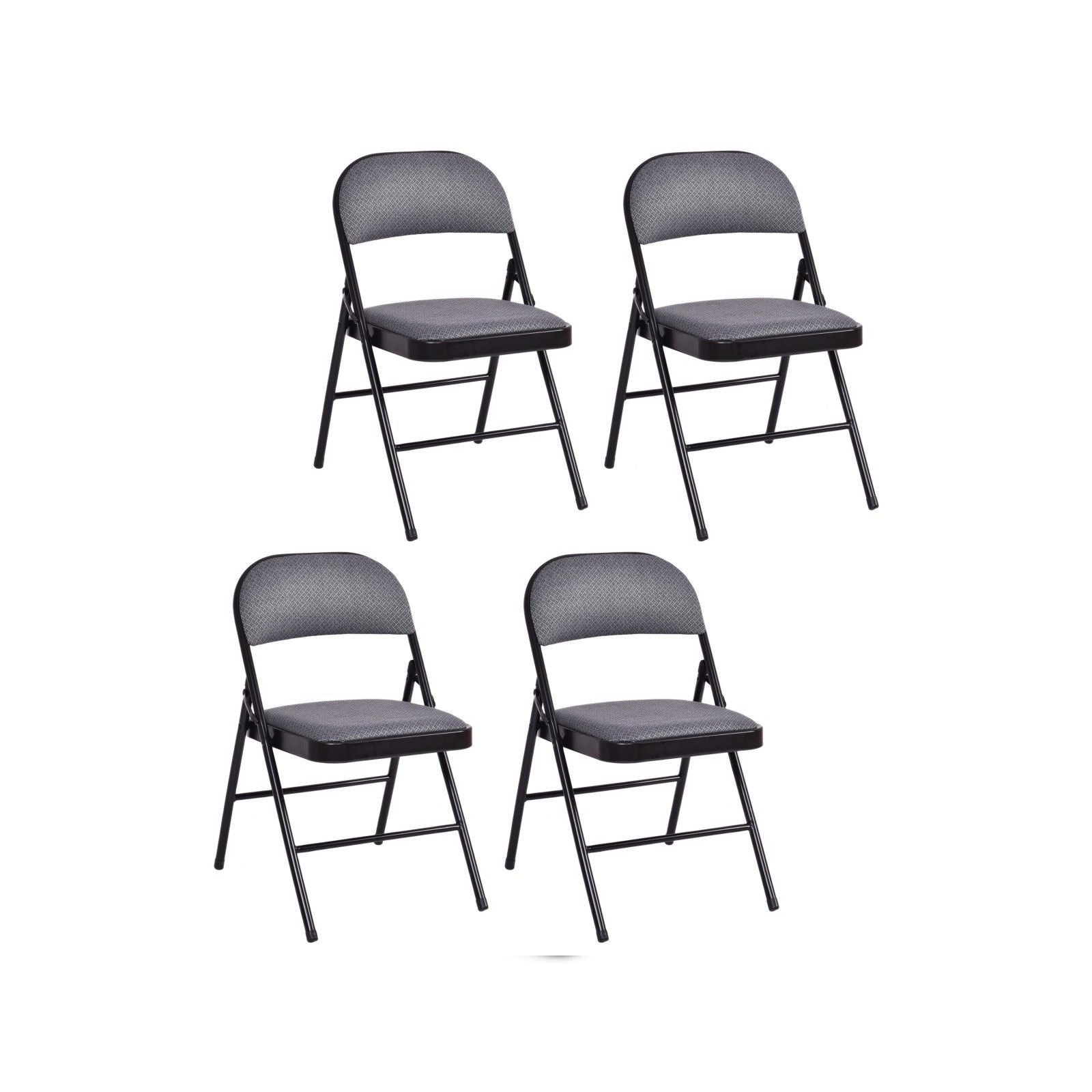 Folding Chair Set with Upholstered Seat and Fabric Covered BackrestÂ 