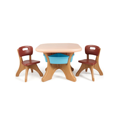 Kids Activity Table & Chair Set Play Furniture with Storage-CoffeeÂ 