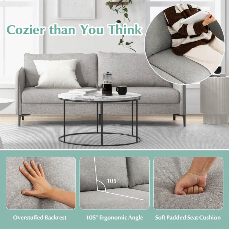 Modern 76 Inch Loveseat Sofa Couch for Apartment Dorm with Metal Legs-Gray