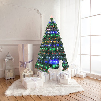 5/6/7 Feet Multicolor Artificial Christmas Tree with LED Light and Metal Stand-6'Â 