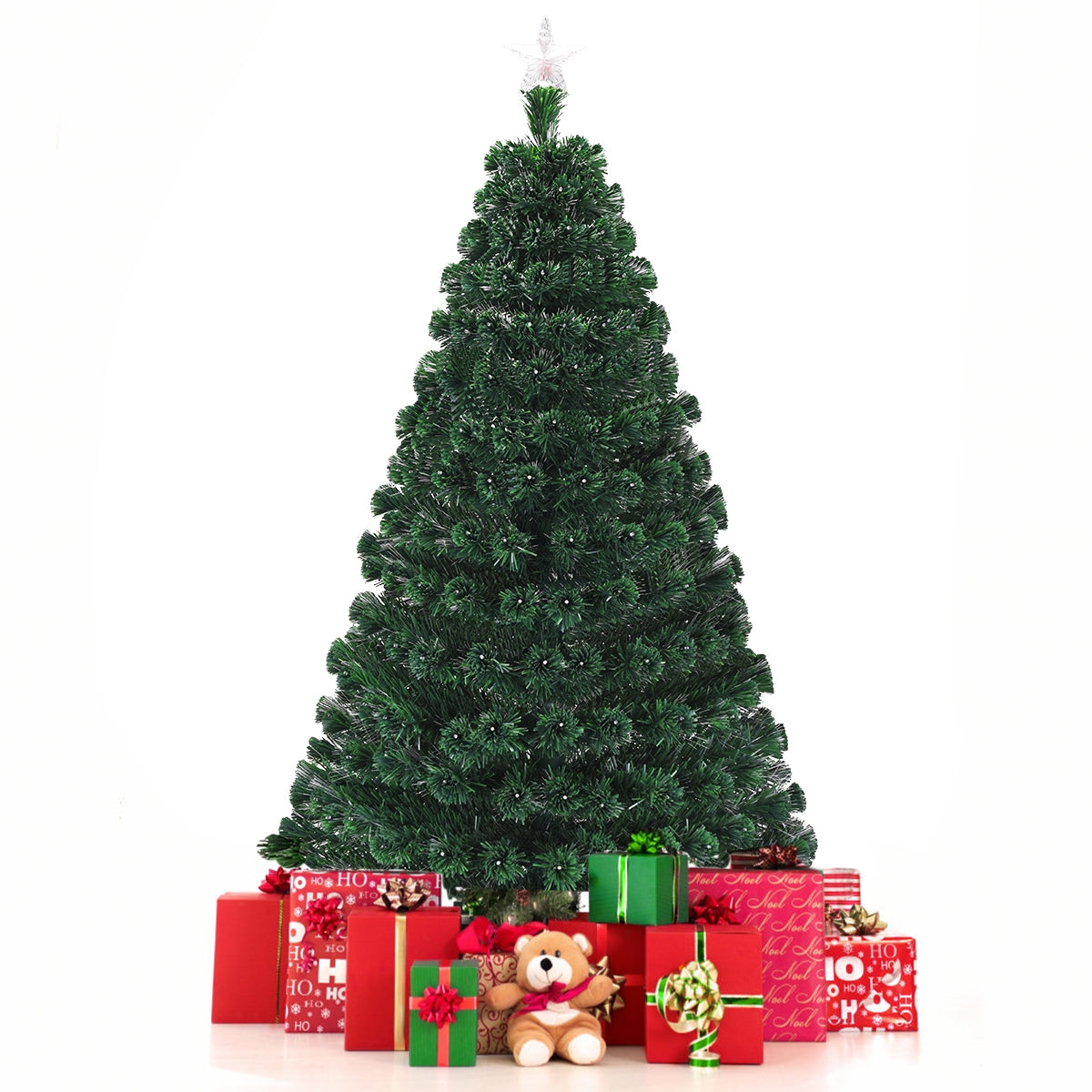 5/6/7 Feet Multicolor Artificial Christmas Tree with LED Light and Metal Stand-6'