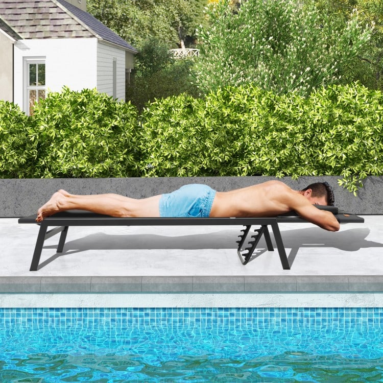 Patio Sunbathing Lounge Chair 5-Position Adjustable Tanning Chair-Black