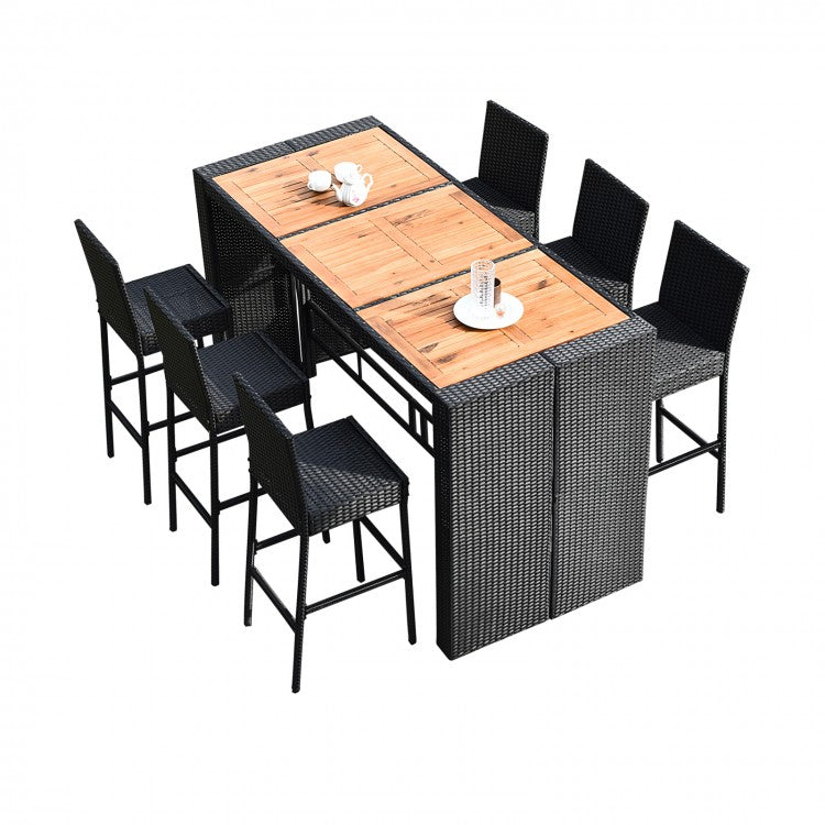 7 Pieces Patio Rattan Wicker Dining Furniture Set 