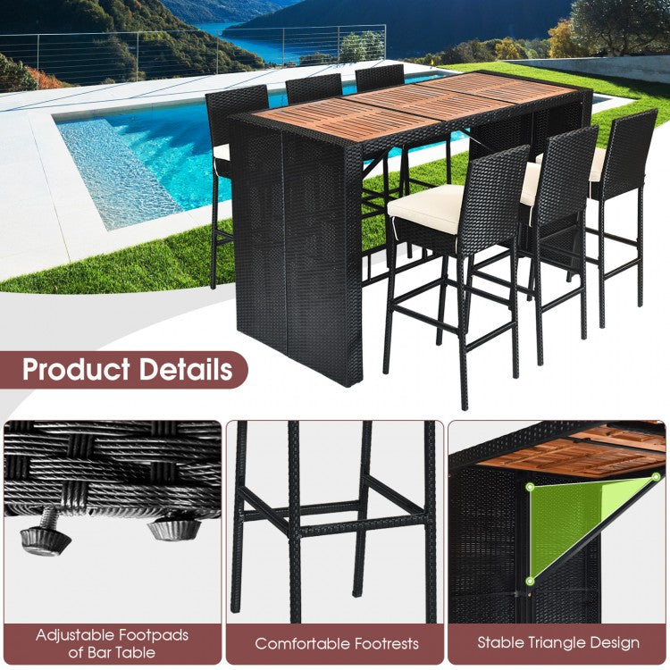 7 Pieces Patio Rattan Wicker Dining Furniture Set 